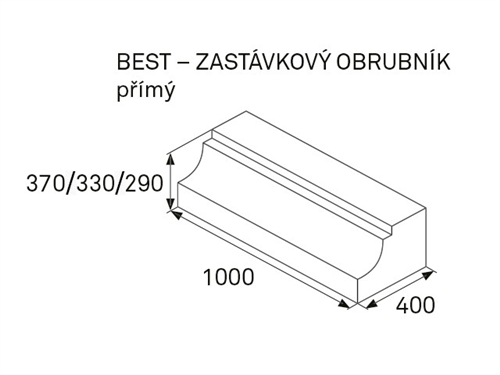 Best-Zastávkový obrubník přímý 290x1000x400 přírodní