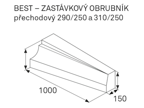 Best-Zastávkový obrubník přechodový pravý 290/250 přírodní