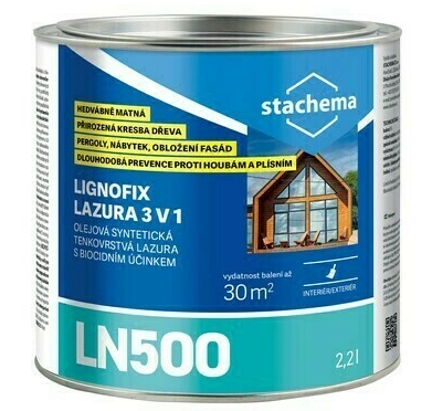 Stachema-LN500, Lignofix Lazura 3v1 zlatý dub 2,2 ltr.