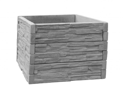 Betonový vyvýšený záhon, 1000x1000x75 mm, přírodní štípaný kámen