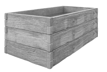 Betonový vyvýšený záhon, 2000x1000x75 mm, přírodní, dekor dřevo