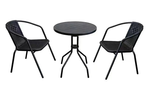 Zahradní set ratan PH/kov stůl + 2 židle černý