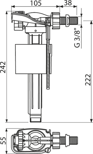 Alcadrain-Napouštěcí ventil boční, A150-3/8"