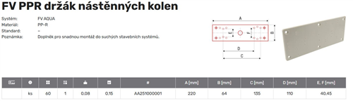 FV Plast-PPR držák nástěnných kolen
