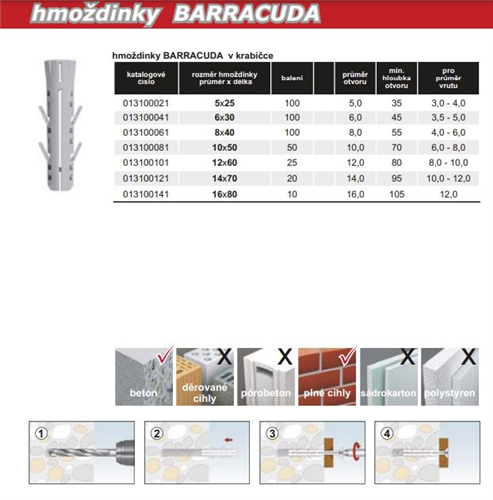 Hmoždinka expanzní BARRACUDA   8 x 40