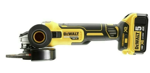 Dewalt-AKU Úhlová bruska DCG405P2-QW 18 V XR, 125 mm. bezuhlíková, 9000 ot./min., spojka a brzda, posuvný spínač, 2xLi-ion 5,0 Ah/ kufr Tstak
