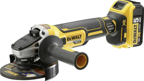 Dewalt-AKU Úhlová bruska DCG405P2-QW 18 V XR, 125 mm. bezuhlíková, 9000 ot./min., spojka a brzda, posuvný spínač, 2xLi-ion 5,0 Ah/ kufr Tstak