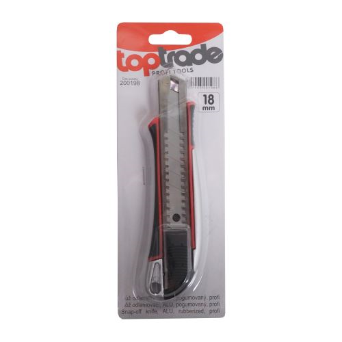 TopTrade-Nůž odlamovací, ALU, pogumovaný, 18 mm, profi