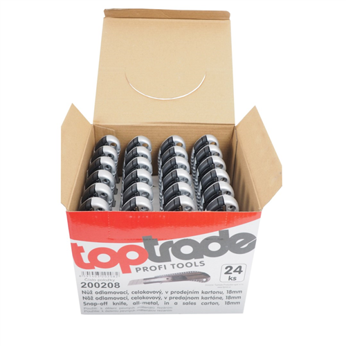 TopTrade-Nůž odlamovací, celokovový, 18 mm,  /box 24 ks/