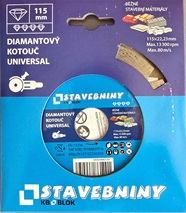 Diamantový kotouč 115x22,23 UNI KB na stavební materiály