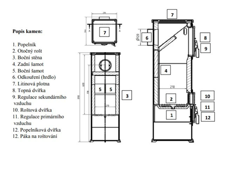 Kamna Thalia Ewa 5,3kW, kouřovod ø 120 mm